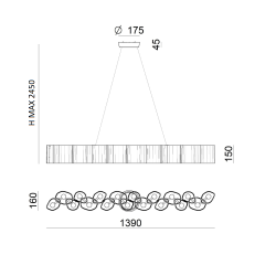 STILNOVO HONEY 8680 lampa wisząca LED podłużna 139 cm plaster miodu