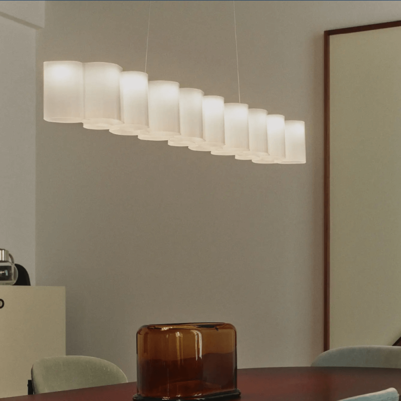 STILNOVO HONEY 8680 oblong LED pendant lamp 139 cm honeycomb