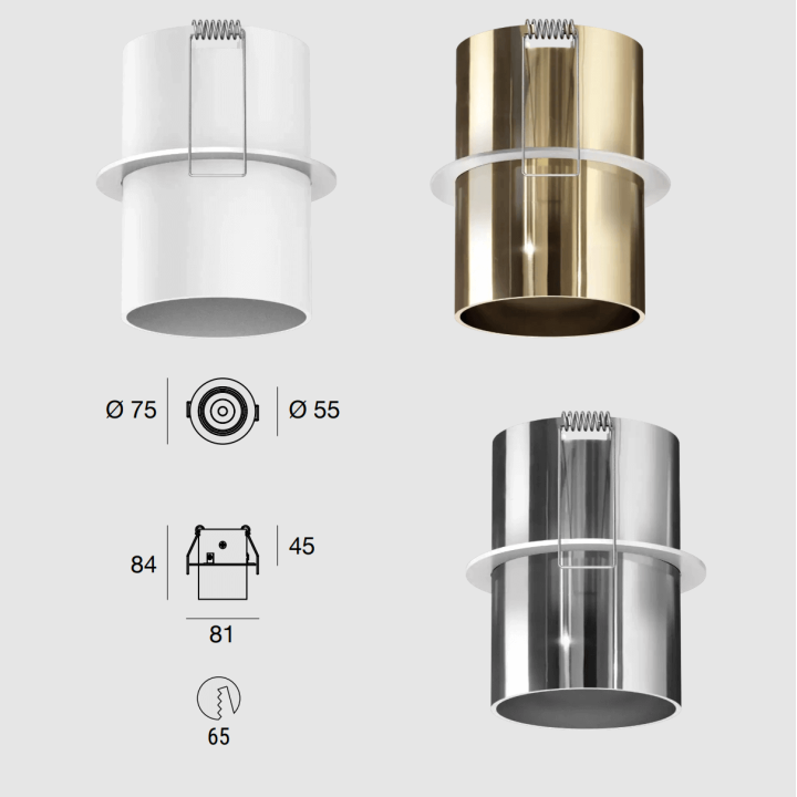 LINEA LIGHT Birba C 9451/3/4 oprawa podtynkowa GU10 biała, mosiądz, alu