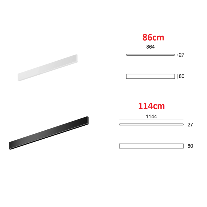 LINEA LIGHT Satori S podłużna lampa natynkowa LED 86/114cm 2 kolory