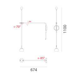 Artemide IXA arm wall 11140 LED adjustable lamp 9W 3000K CRI90