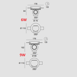 LINEA LIGHT BUBBLE oprawa wpust kula LED 2700K/3000K biała, czarna