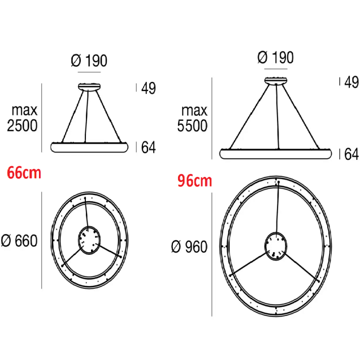 LINEA LIGHT POLO P ​​LED ring pendant lamp diameter 66/96cm white