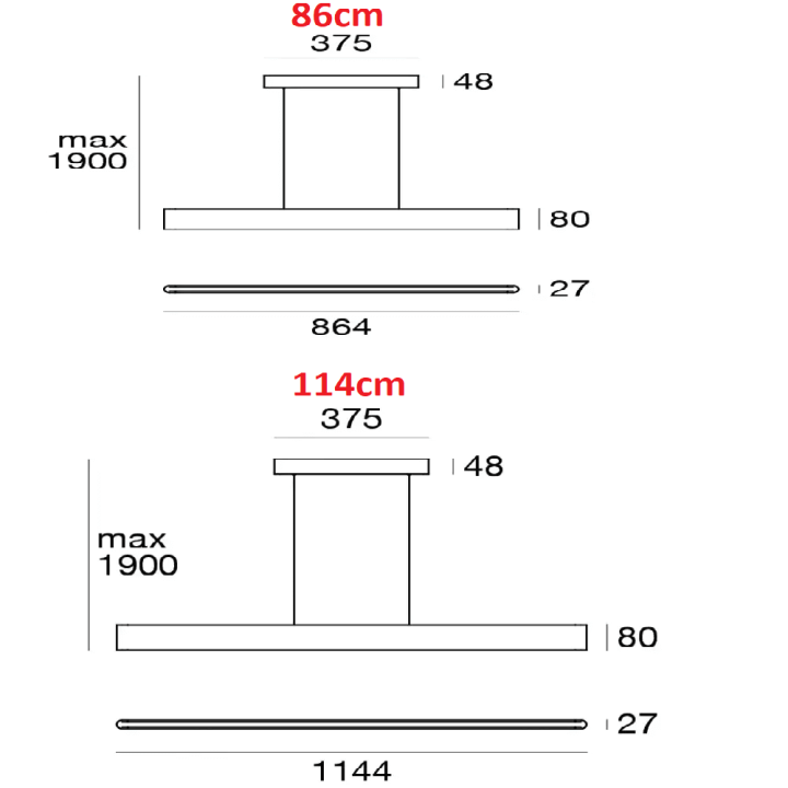 LINEA LIGHT SATORI P LED pendant lamp 2700K/3000K 86/114cm 2 colors