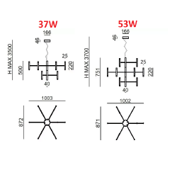 LINEA LIGHT PERLA P lampa wisząca LED 37W/53W 2 rozmiary, 6 kolorów