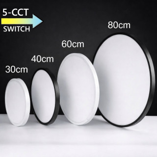 MOON LED flush ceiling light, white or black, 30&ndash;80cm, CCT 3000K&ndash;6500K