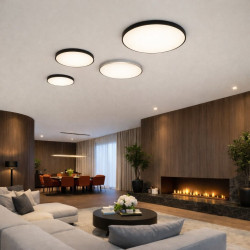 MOON LED flush ceiling light, white or black, 30–80cm, CCT 3000K–6500K