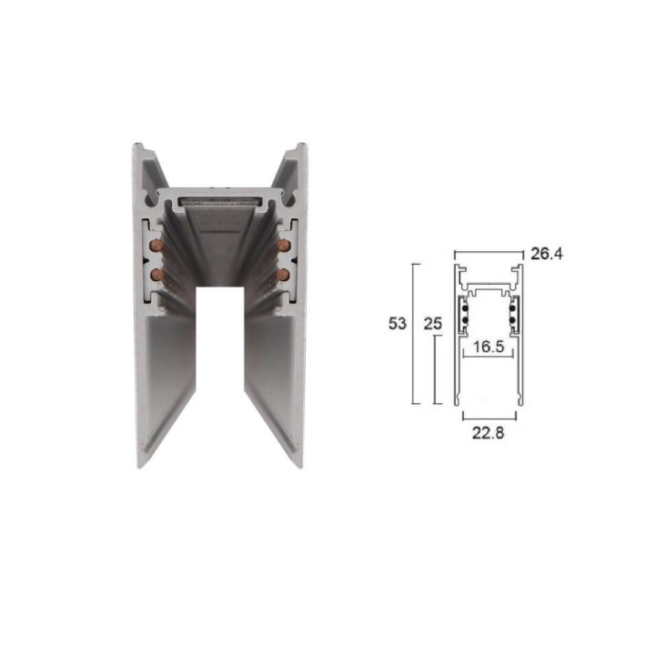 SLED MULTILINE high PRO wysoka szyna magnetyczna natynkowa 48V 1m, 2m