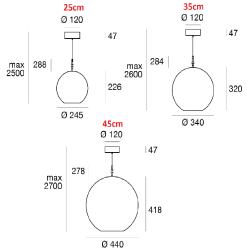 LINEA LIGHT CRISTALBOLLA P szklana lampa wisząca kula LED 25/35/45cm