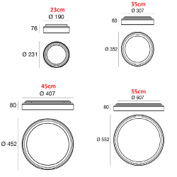 LINEA LIGHT ISIDE plafon LED 2700K/3000K Ø23-55cm biały, czarny, brąz