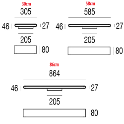LINEA LIGHT SATORI W kinkiet LED 2700K/3000K 30/58/86cm biały, czarny