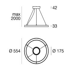 LINEA LIGHT LIRA 9322, 9323 hanging lamp 55 cm LED modern ring