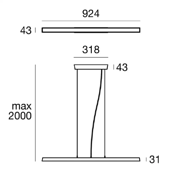 LINEA LIGHT LIRA 9330, 9331 podłużna lampa wisząca LED 3000K 2 kolory