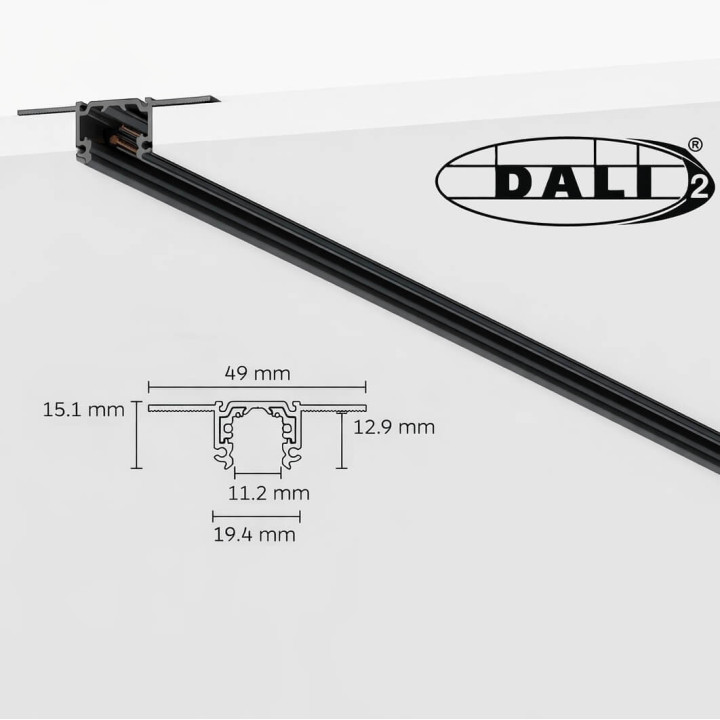 SLED Micro11 CORE szyna magnetyczna wpuszczana DALI do płyt G-K 12,5mm