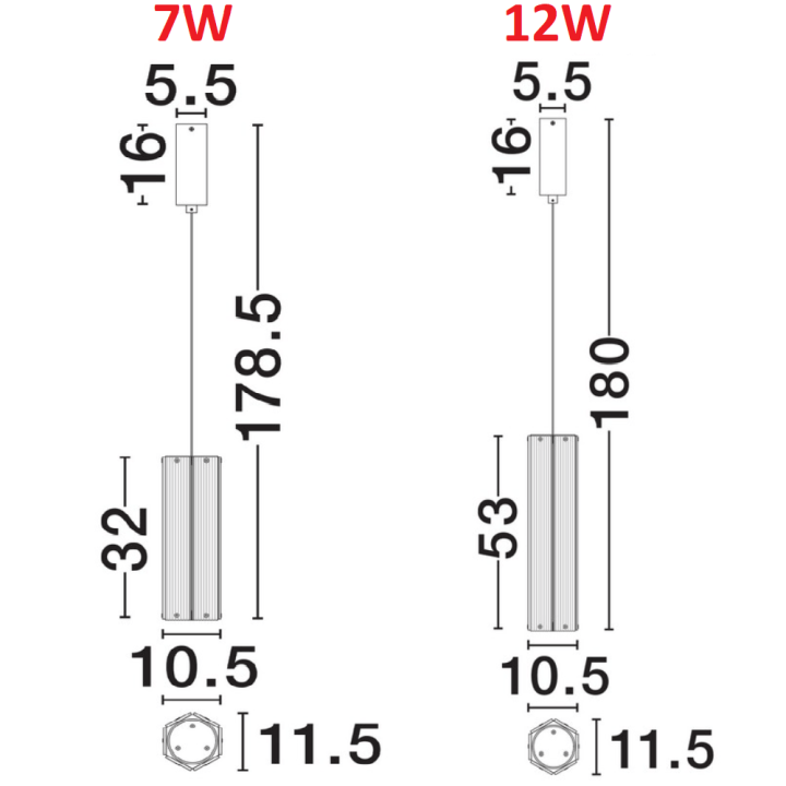 LUCES TORREV LE46197/8 złota lampa wisząca LED 3000K kształt tuby