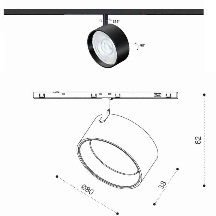 SLED MICRO11 CORE EYE czarny okrągły reflektor LED 7W 3000K/4000K