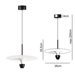 SLED BARREL adjustable 200cm LED Pendant Light 12W white-black 3000K