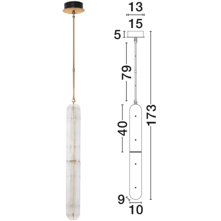 LUCES ANENTO LE45817 LED pendant lamp gold 3000K metal and glass