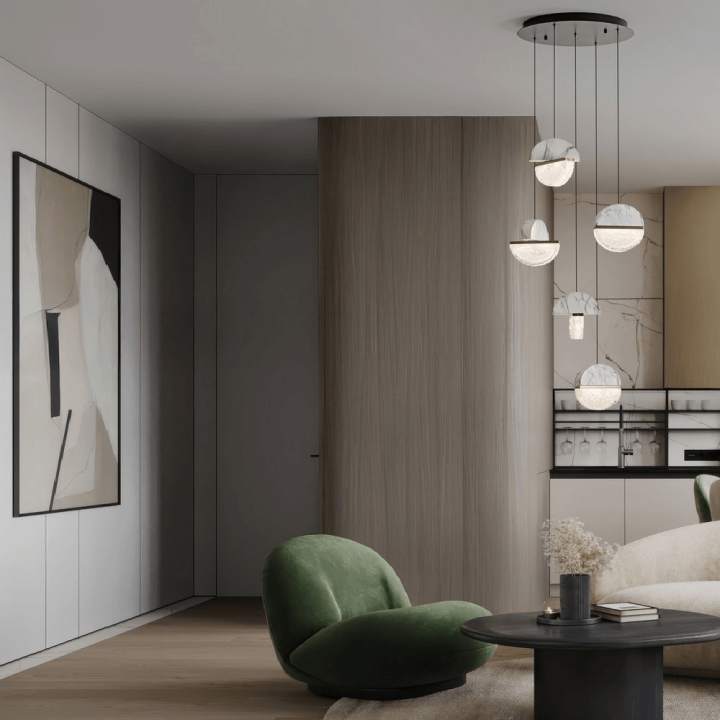LUCES TARREGA LE46171/2/85/6 lampa wisząca LED 30W z marmuru i szkła