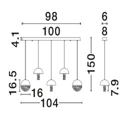 LUCES TARREGA LE46173/4/87/8 lampa wisząca LED liniowa marmur i szkło