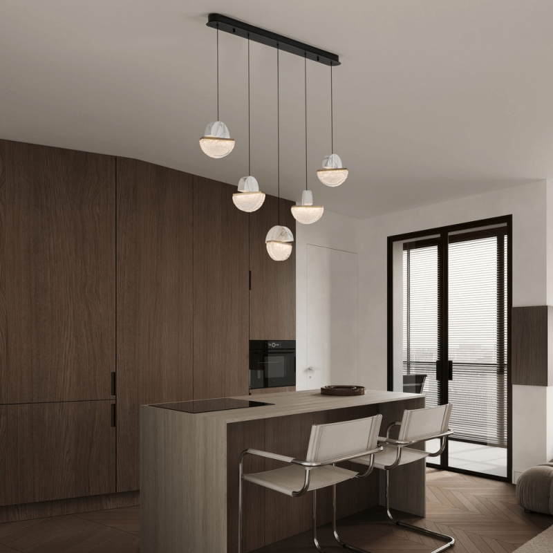 LUCES TARREGA LE46173/4/87/8 lampa wisząca LED liniowa marmur i szkło