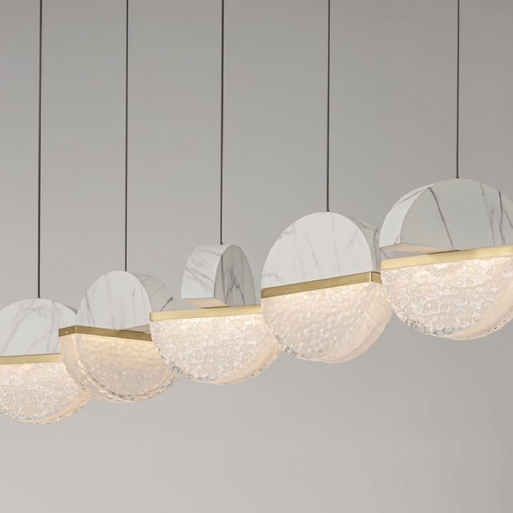 LUCES TARREGA LE46173/4/87/8 lampa wisząca LED liniowa marmur i szkło
