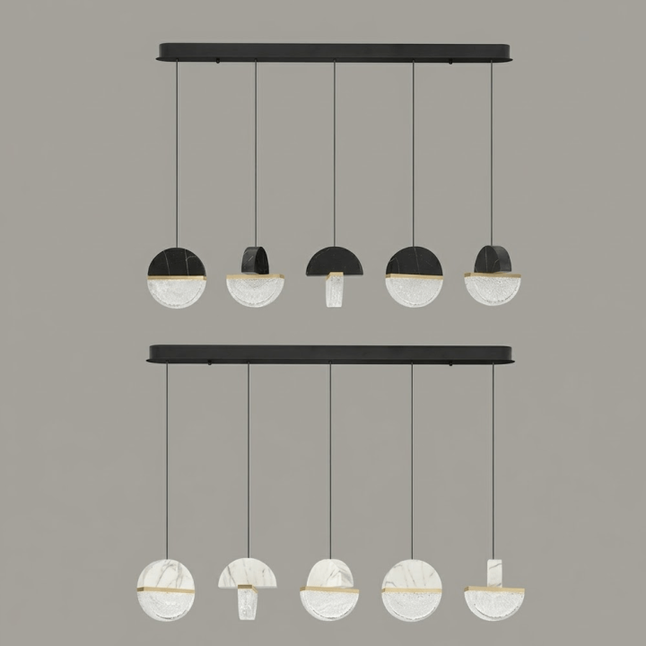 LUCES TARREGA LE46173/4/87/8 lampa wisząca LED liniowa marmur i szkło