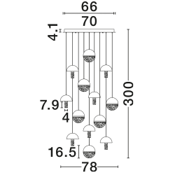 LUCES TARREGA LE46175/6/89/90 lampa wisząca LED 72W do wysokich wnętrz