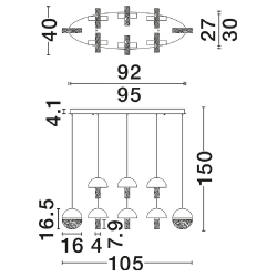 LUCES TARREGA LE46177/8/91/2 lampa wisząca luksusowa LED 2700K/3000K