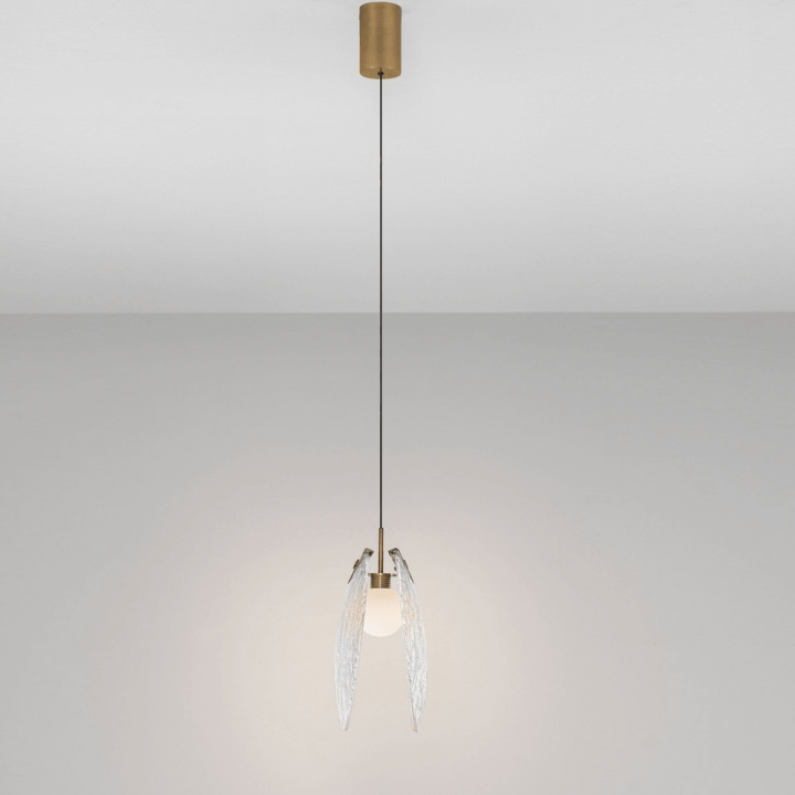 LUCES ALHENDI gold LED pendant lamp 3000K, perfect for living room