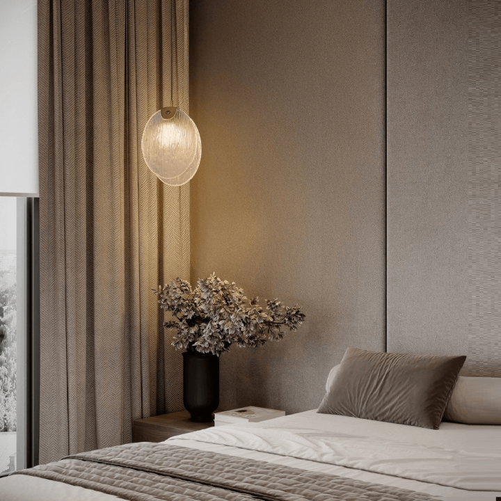 LUCES ALHENDI gold LED pendant lamp 3000K, perfect for living room