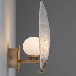 LUCES CONSUEGRA LE46004 złota lampa ścienna LED z dekoracyjnym szkłem