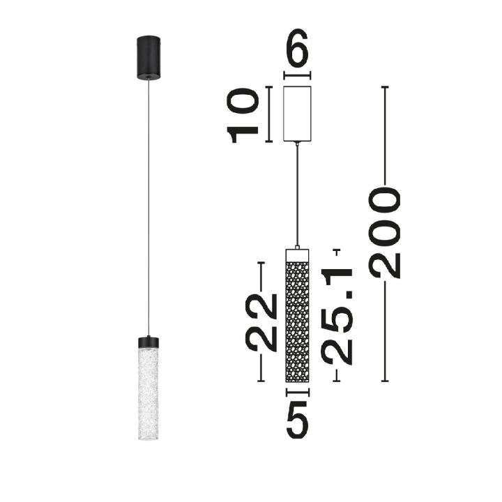 LUCES ALBAL LE45731 lampa wisząca LED 6W 3000K z efektownym szkłem