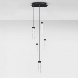 LUCES ALBAL LE45732 5-punktowa lampa wisząca LED z dekoracyjnym szkłem