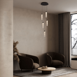 LUCES ALBAL LE45732 5-punktowa lampa wisząca LED z dekoracyjnym szkłem