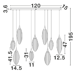 LUCES ROALES LE46141 lampa wisząca LED 3000K z fakturowanym szkłem