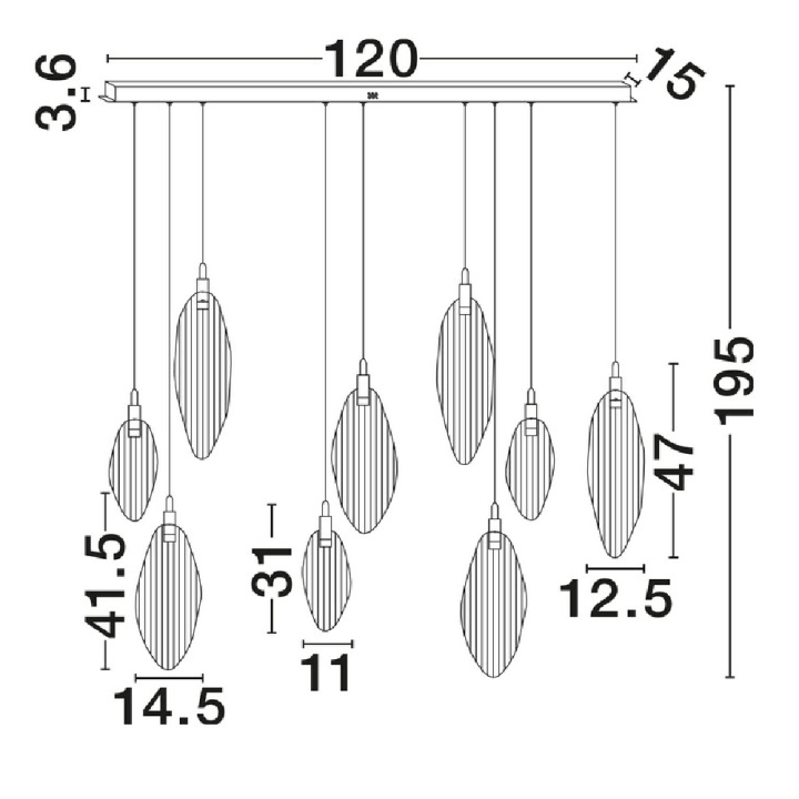 LUCES ROALES LE46141 LED pendant lamp 3000K with textured glass