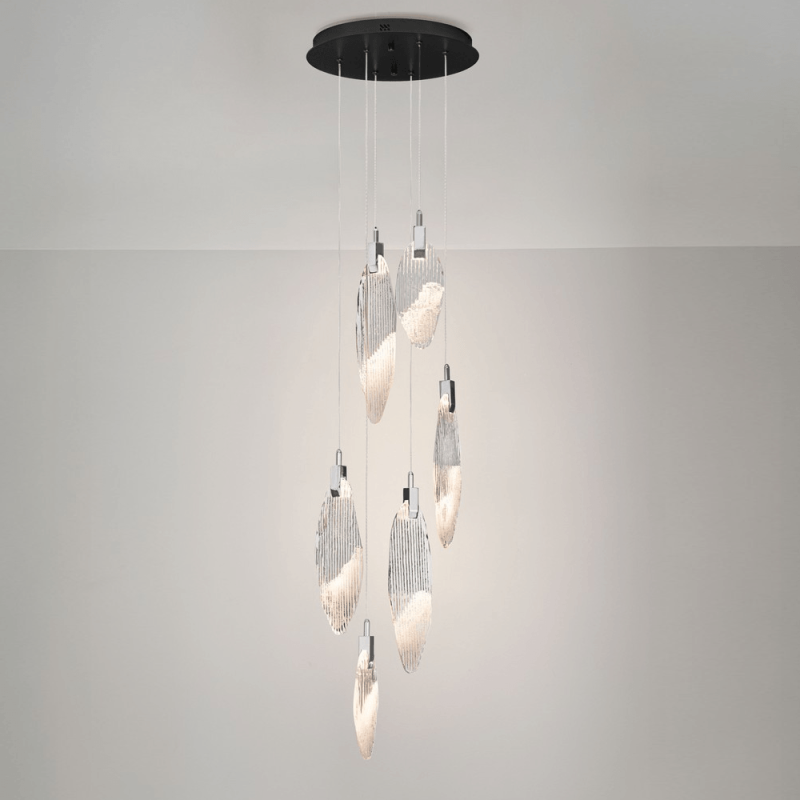 LUCES ROALES LE46144 lampa wisząca – nowoczesny żyrandol LED szklany