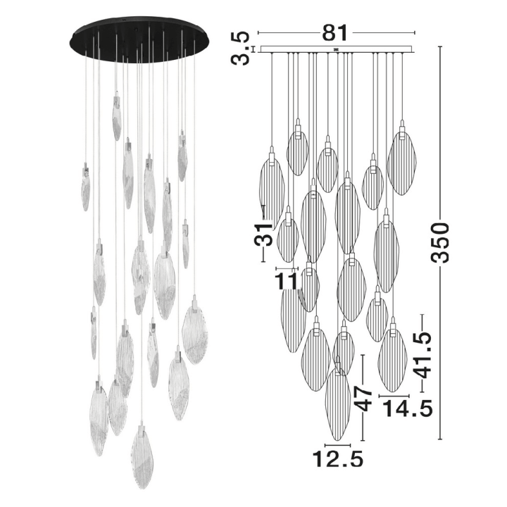 LUCES ROALES LE46146 szklana lampa wisząca LED idealna nad st&oacute;ł