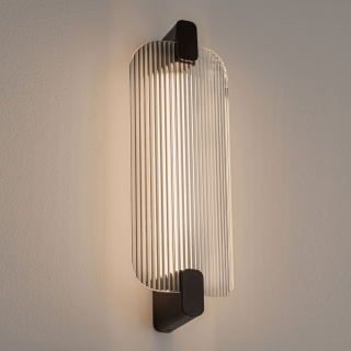 LUCES ALBERI LE45734 kinkiet LED 13W czarny szkło ryflowane nowoczesny