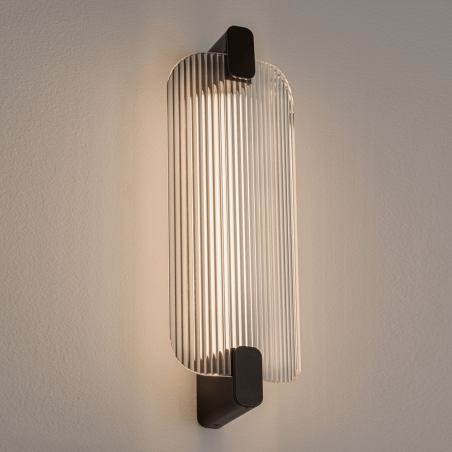 LUCES ALBERI LE45734 kinkiet LED 13W czarny szkło ryflowane nowoczesny