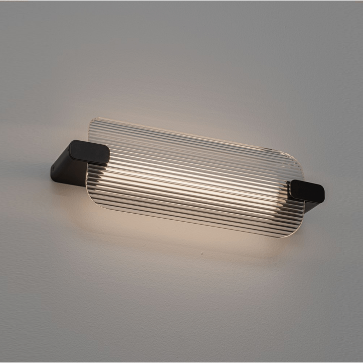 LUCES ALBERI LE45734 kinkiet LED 13W czarny szkło ryflowane nowoczesny