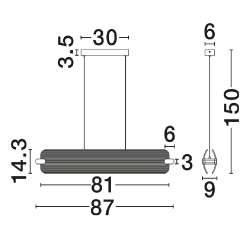 LUCES ALBERI LE45736 LED pendant lamp 41W 3000K black metal, glass