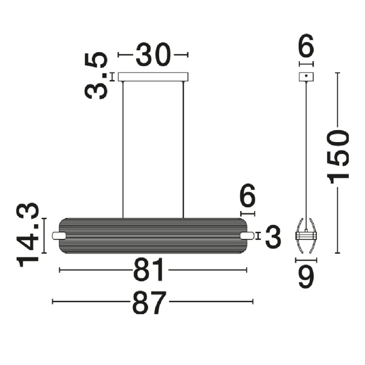 LUCES ALBERI LE45736 lampa wisząca LED 41W 3000K czarny metal, szkło