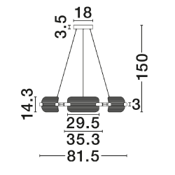 LUCES ALBERI LE45737 lampa wisząca LED 48W czarna, okrągła, nowoczesna