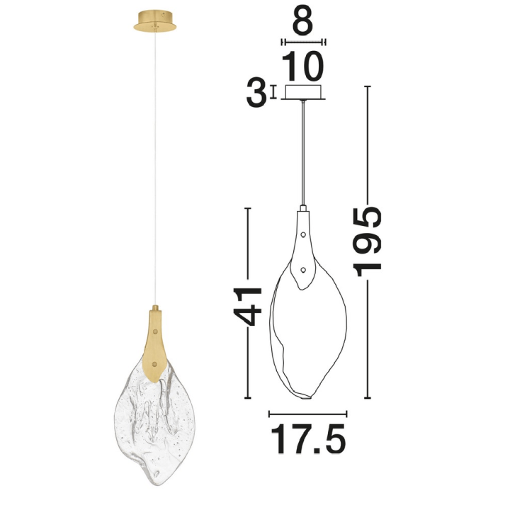 LUCES ADEJE LE45700 lampa wisząca LED 3W szkło artystyczne, złota