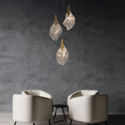 LUCES ADEJE LE45701 lampa wisząca LED 10W 3 szklane klosze, złota