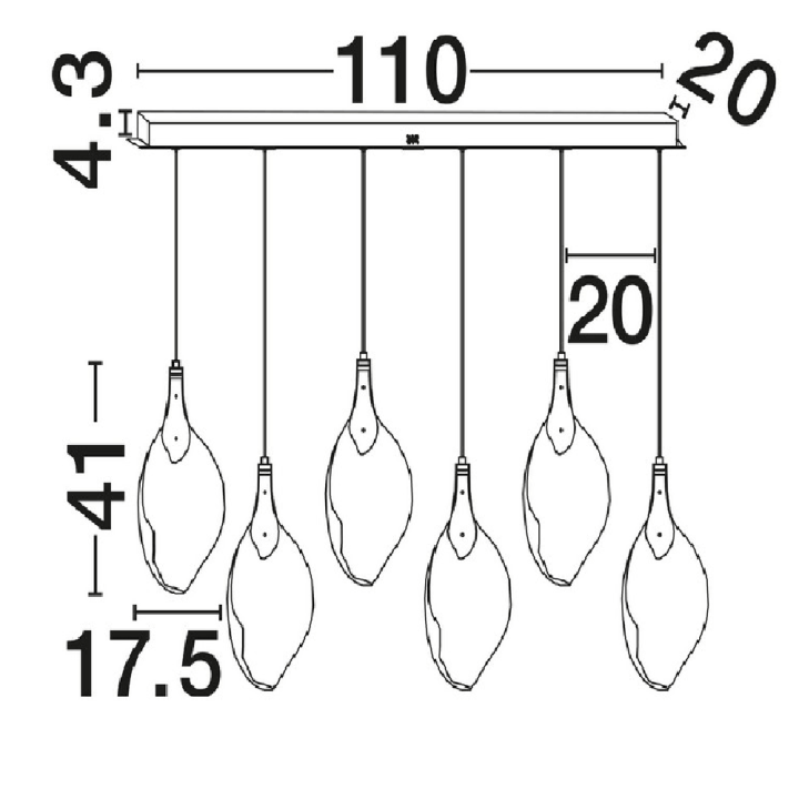 LUCES ADEJE LE45703 pendant lamp gold LED 3000K art glass