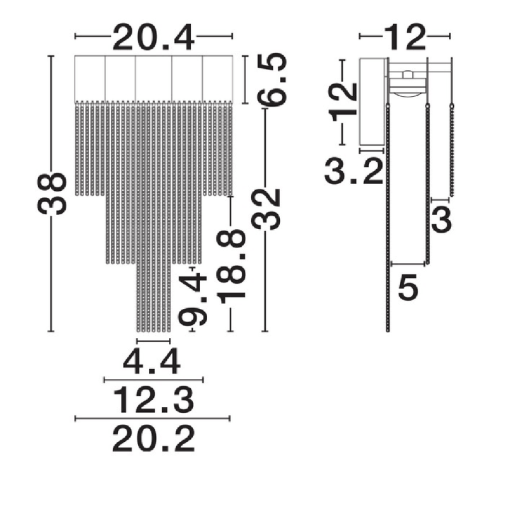 LUCES ARDALES LE45834/9 kinkiet LED 9W, 3000K łańcuszki złoty, czarny