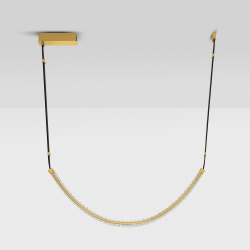 LUCES CAMBRIL LE45966 pendant lamp gold, leather and crystal, LED 37W